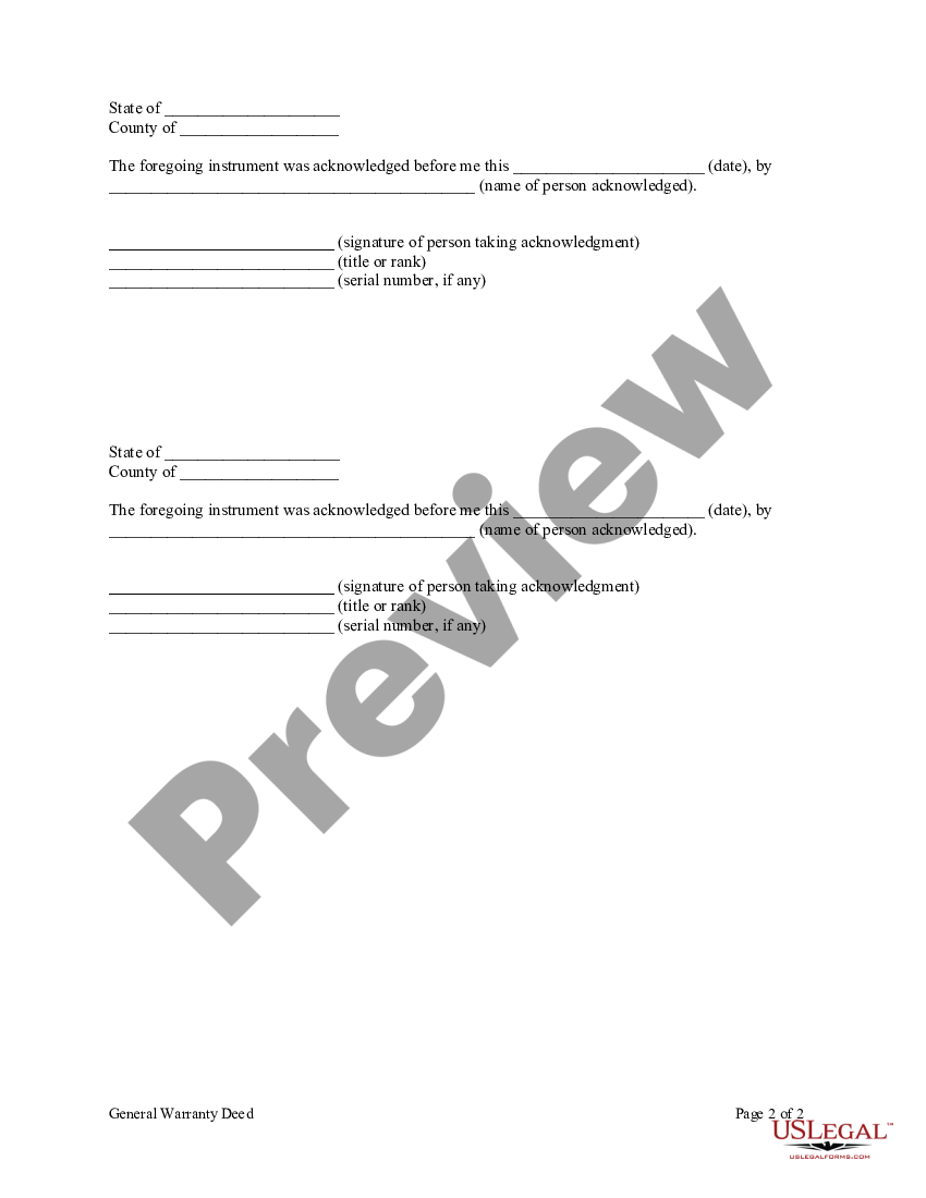 page 3 General Warranty Deed - Husband and Wife as Grantors to Husband and Wife as Grantees preview