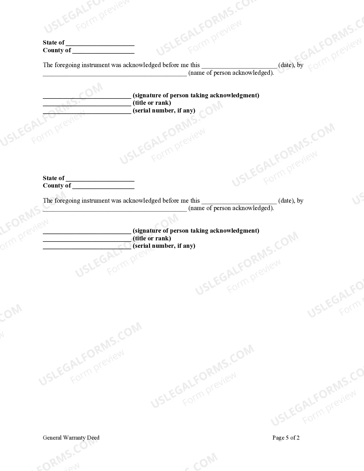 Preview General Warranty Deed - Husband and Wife as Grantors to Husband and Wife as Grantees