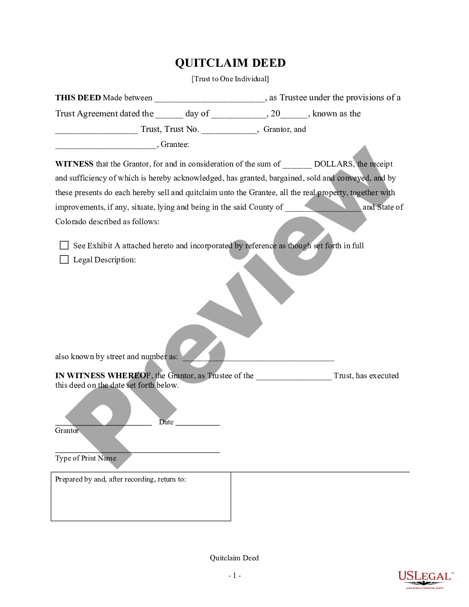 page 2 Quitclaim Deed - Trust to an Individual preview