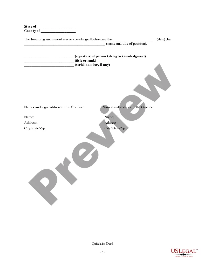 Preview Quitclaim Deed - Trust to an Individual