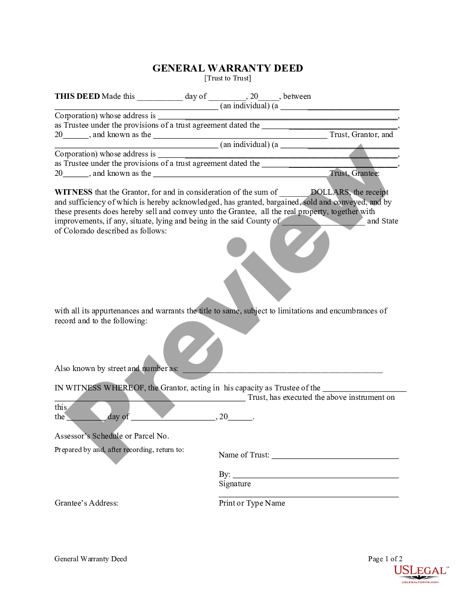 page 2 General Warranty Deed from a Trust to a Trust preview