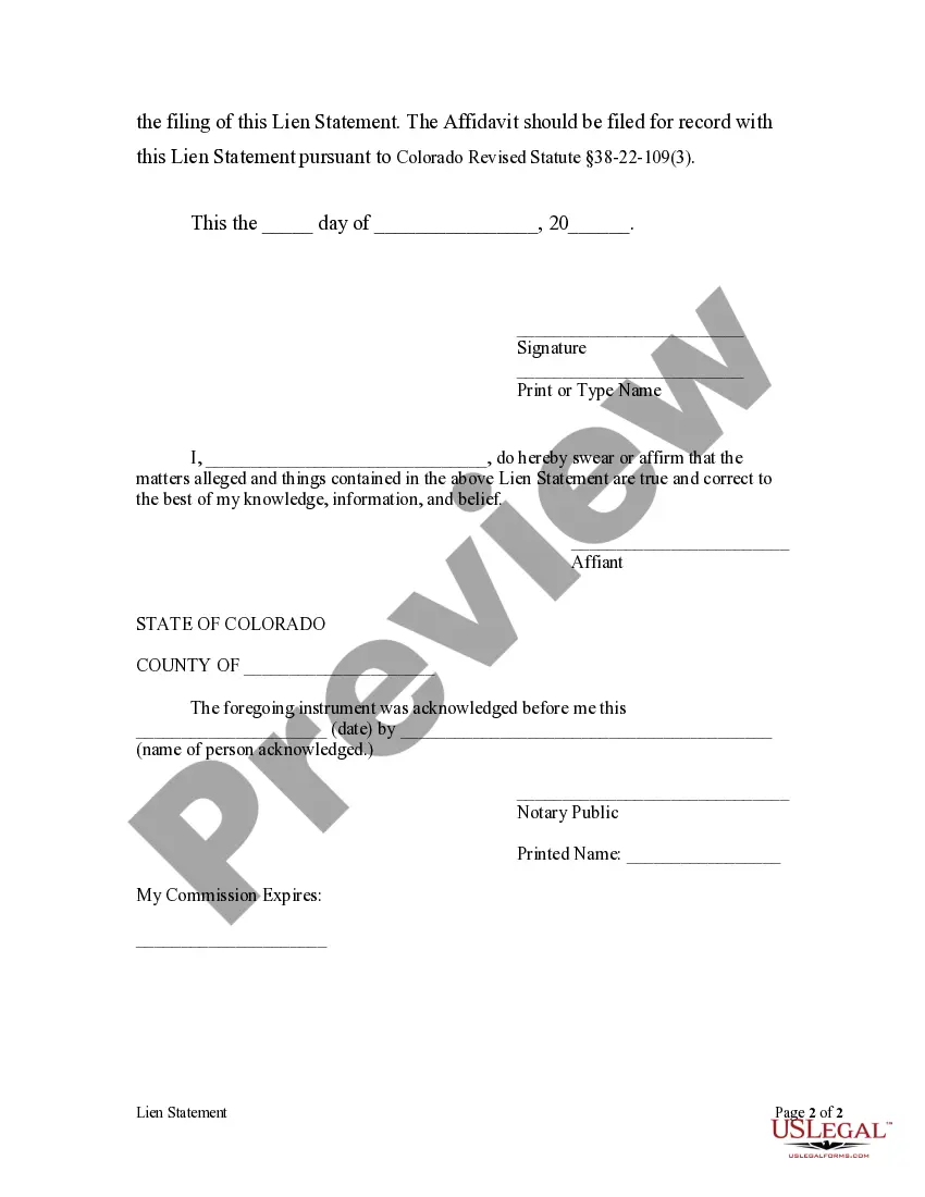 Preview Lien Statement - Individual