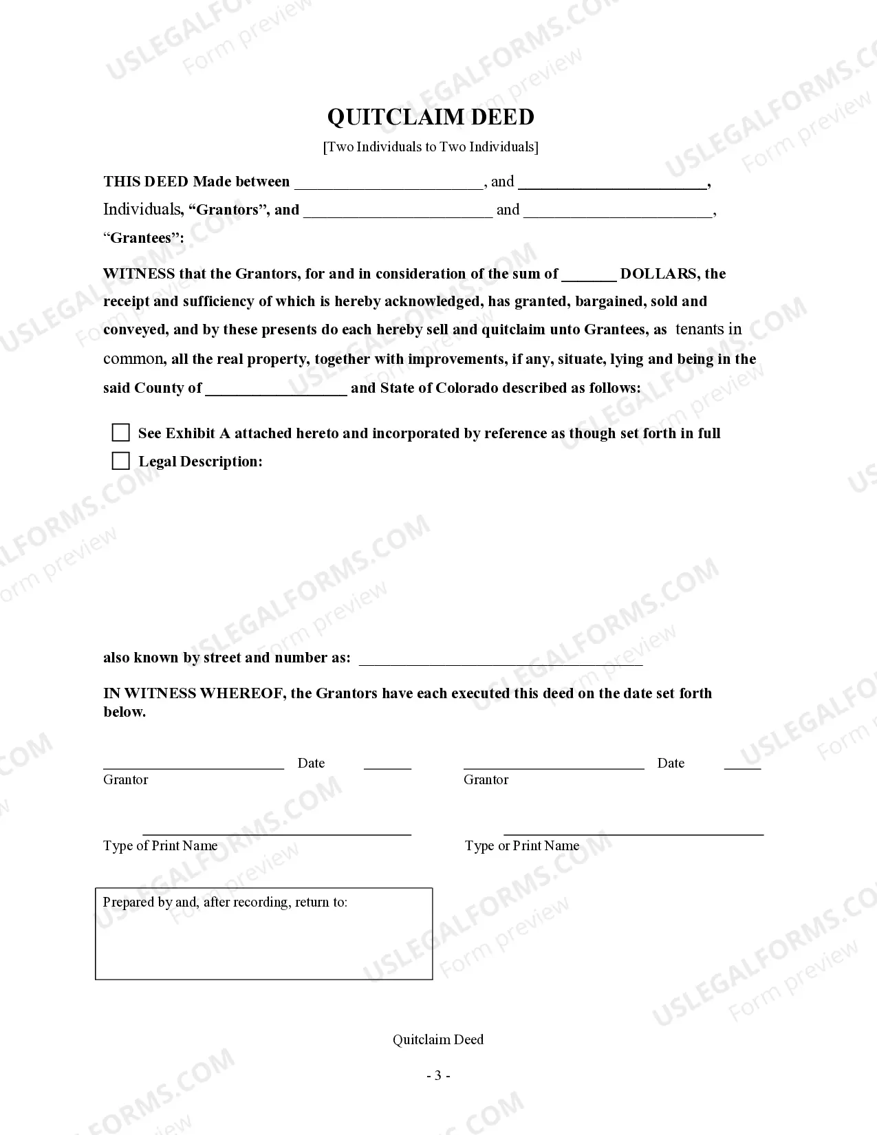 Preview Quitclaim Deed - Two Individuals to Two Individuals