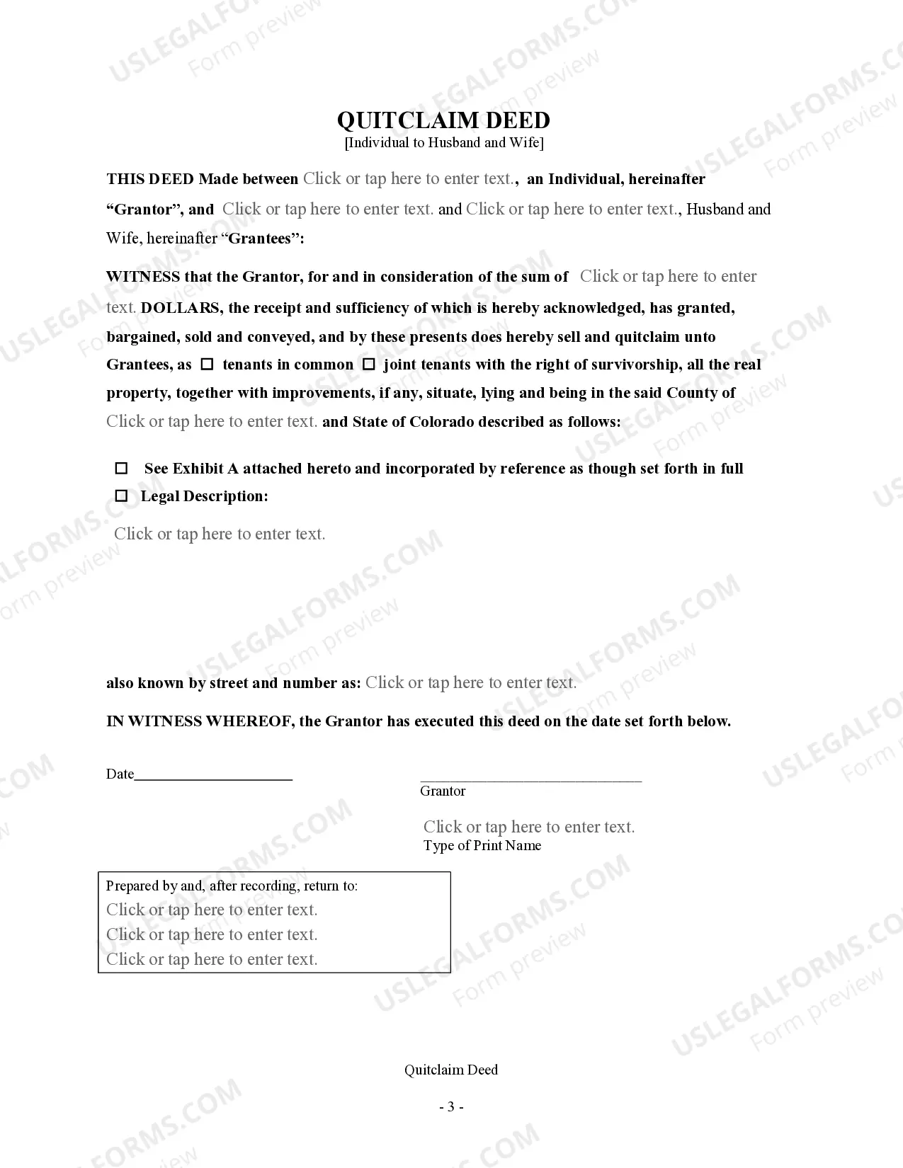 Preview Quitclaim Deed - Individual to Husband and Wife