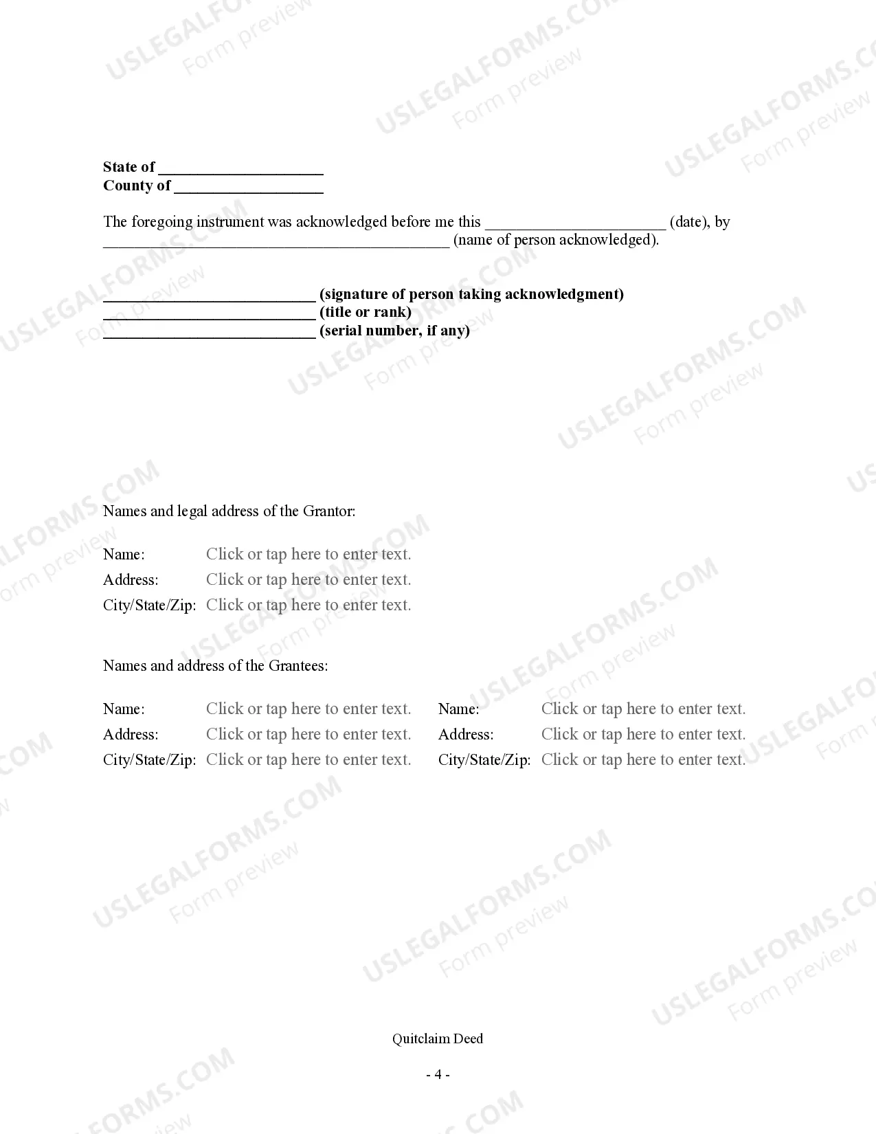 Preview Quitclaim Deed - Individual to Husband and Wife