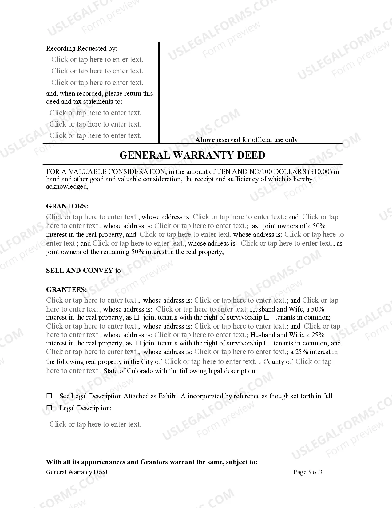 Preview General Warranty Deed from Husband and Wife and Husband and Wife to Husband and Wife, Husband and Wife, and an Individual