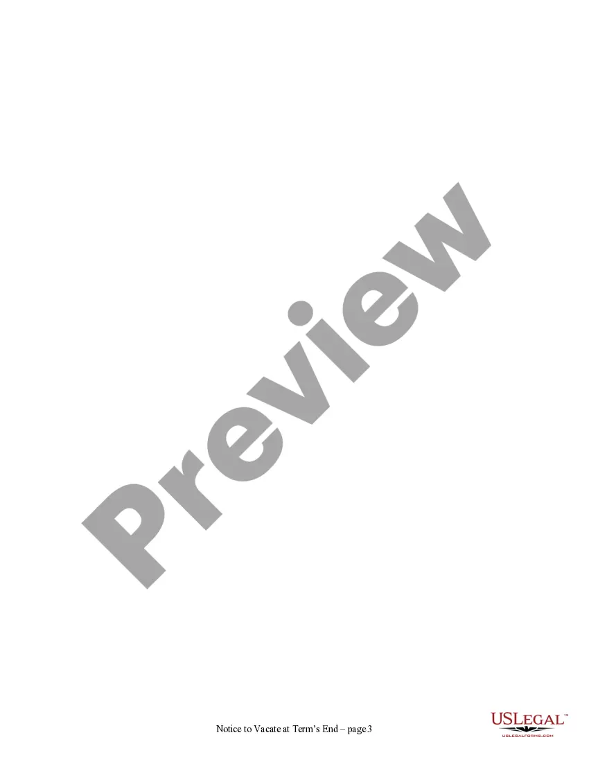 Get Notice of Intent Not to Renew at End of Specified Term from Landlord to Tenant for Residential Property Preview Notice of Intent Not to Renew at End of Specified Term from Landlord to Tenant for Residential Property