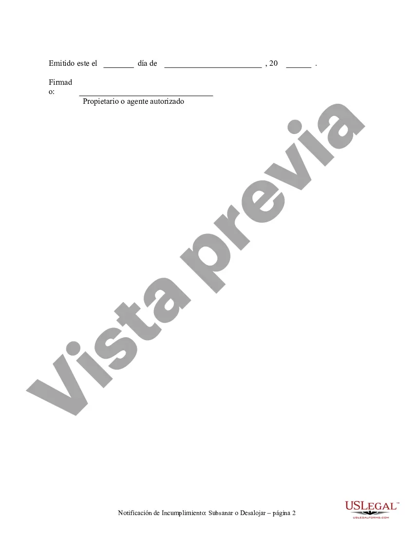 Preview Aviso de incumplimiento de contrato de arrendamiento por escrito por violar disposiciones específicas del contrato de arrendamiento con derecho a subsanación de propiedad residencial del propietario al inquilino