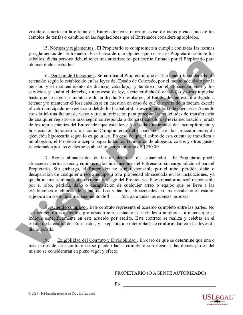 Preview Contrato de Entrenamiento - Caballo Equino Formas