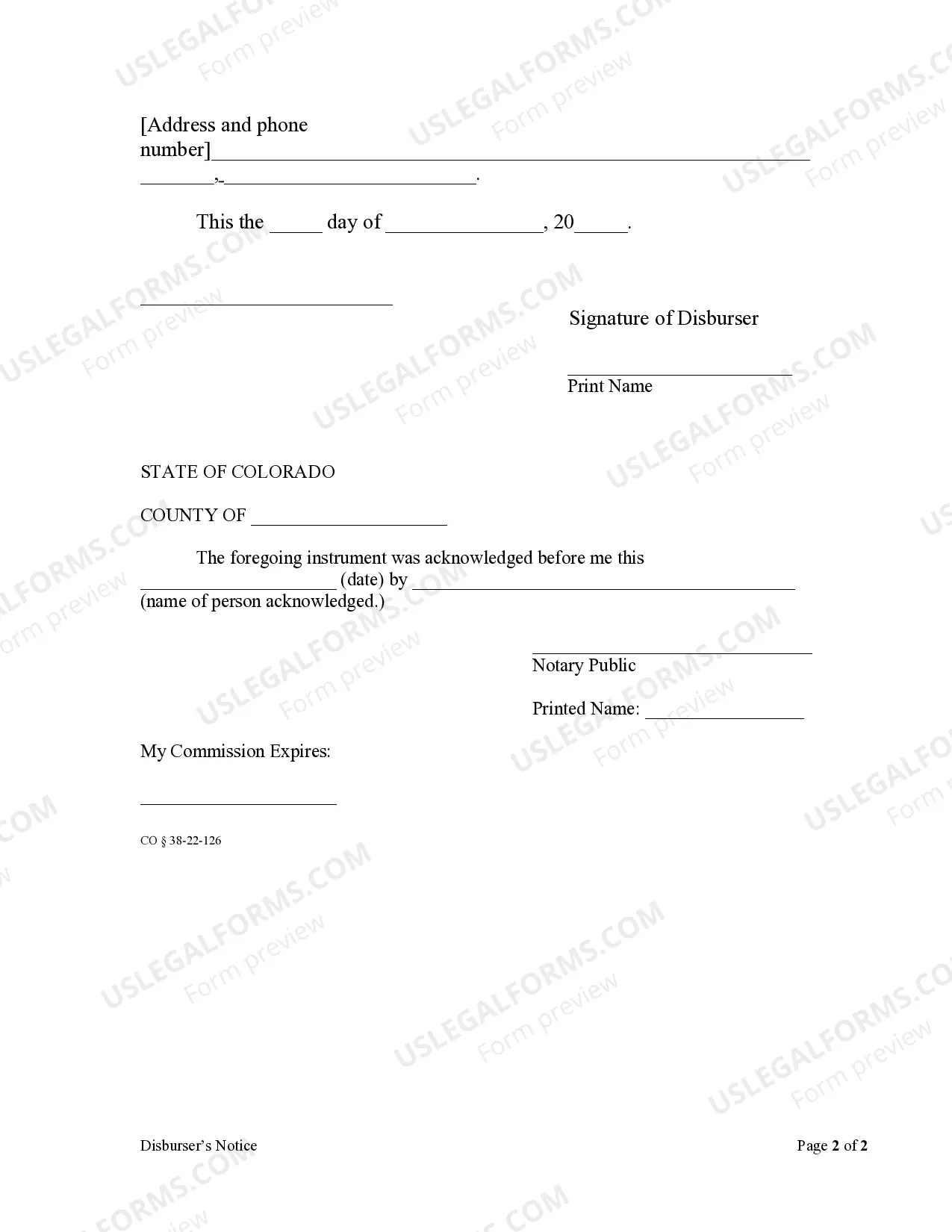 Preview Disburser's Notice - Individual