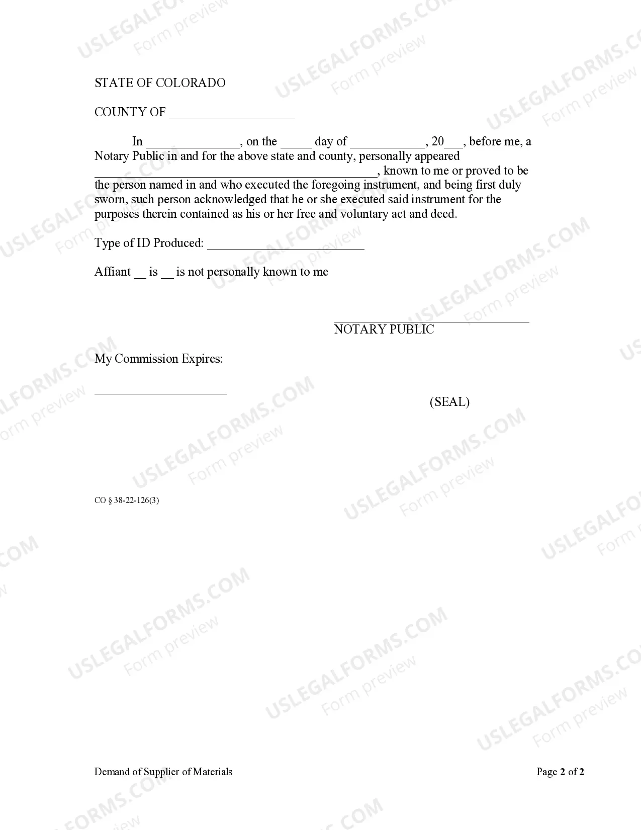 Preview Demand of Supplier of Materials, Machinery, Tools, Laborers, or Services for Information Regarding Owner, Disburser, and Principal Contractor - Individual