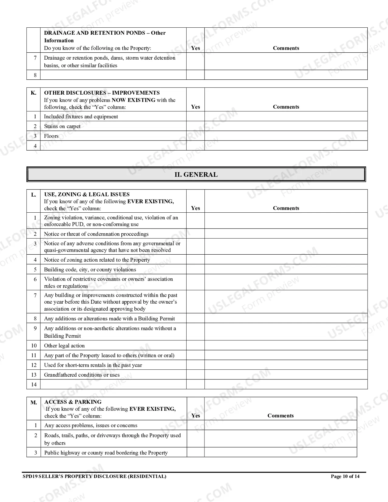 Preview Residential Real Estate Sales Disclosure Statement