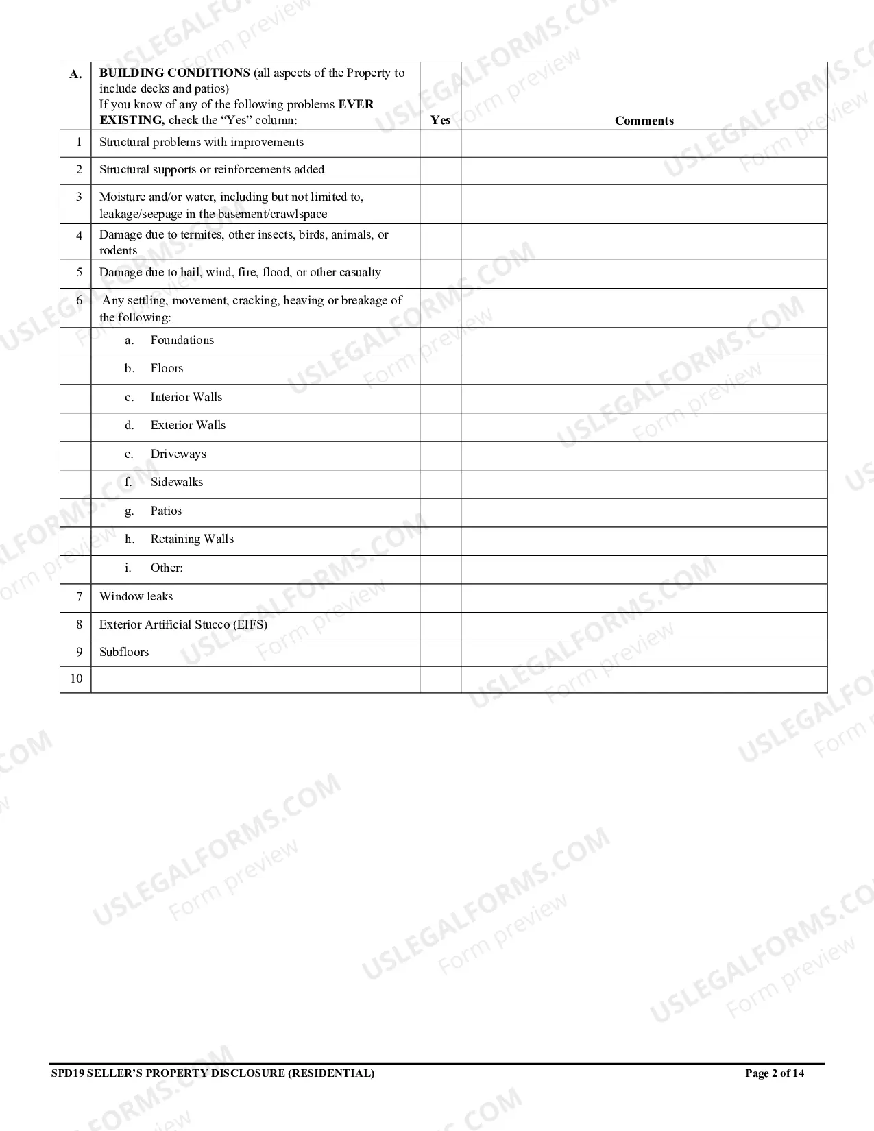Preview Residential Real Estate Sales Disclosure Statement