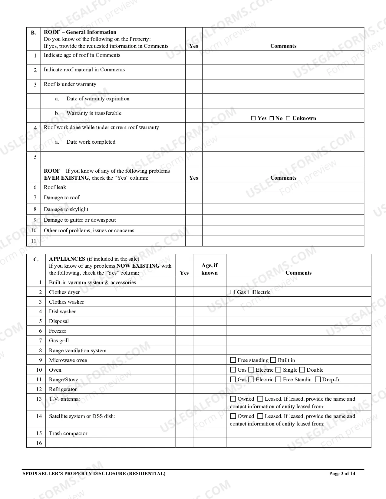 Preview Residential Real Estate Sales Disclosure Statement