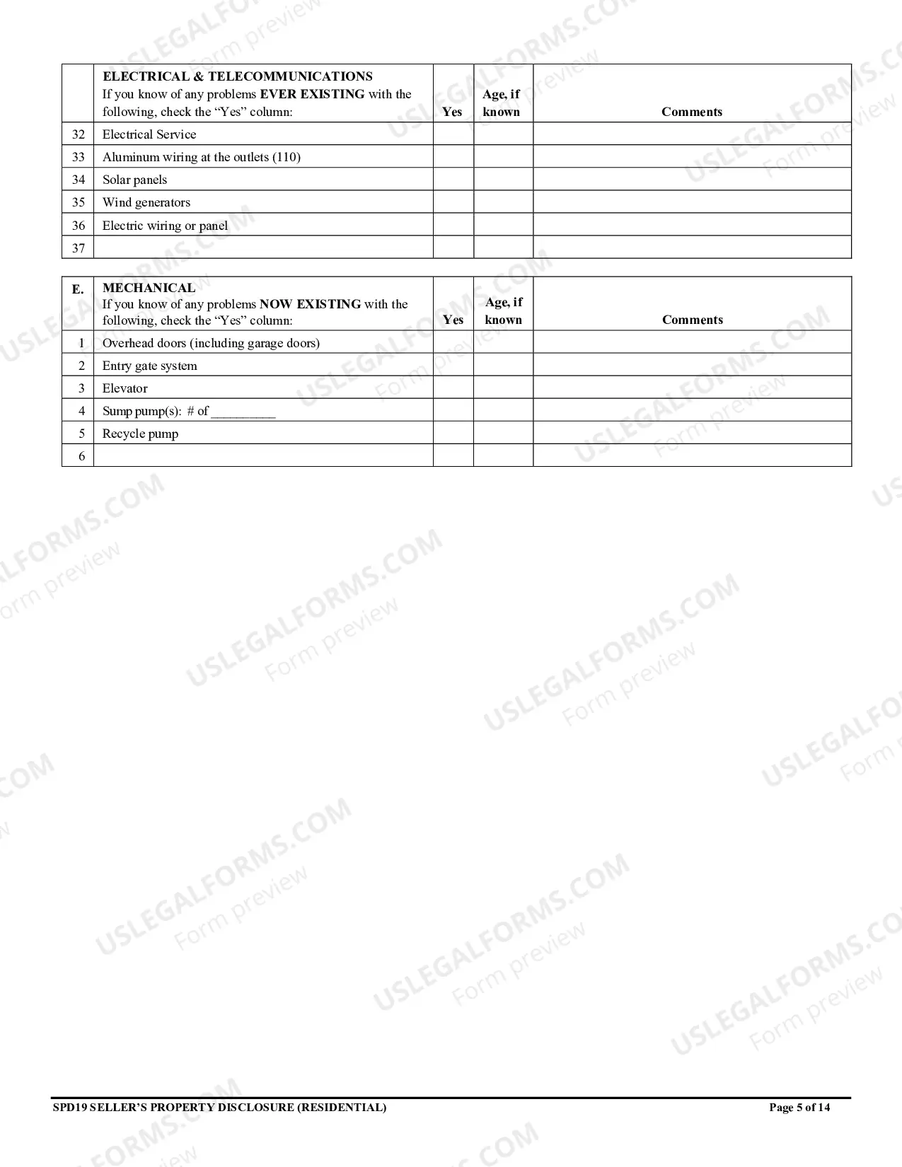 Preview Residential Real Estate Sales Disclosure Statement