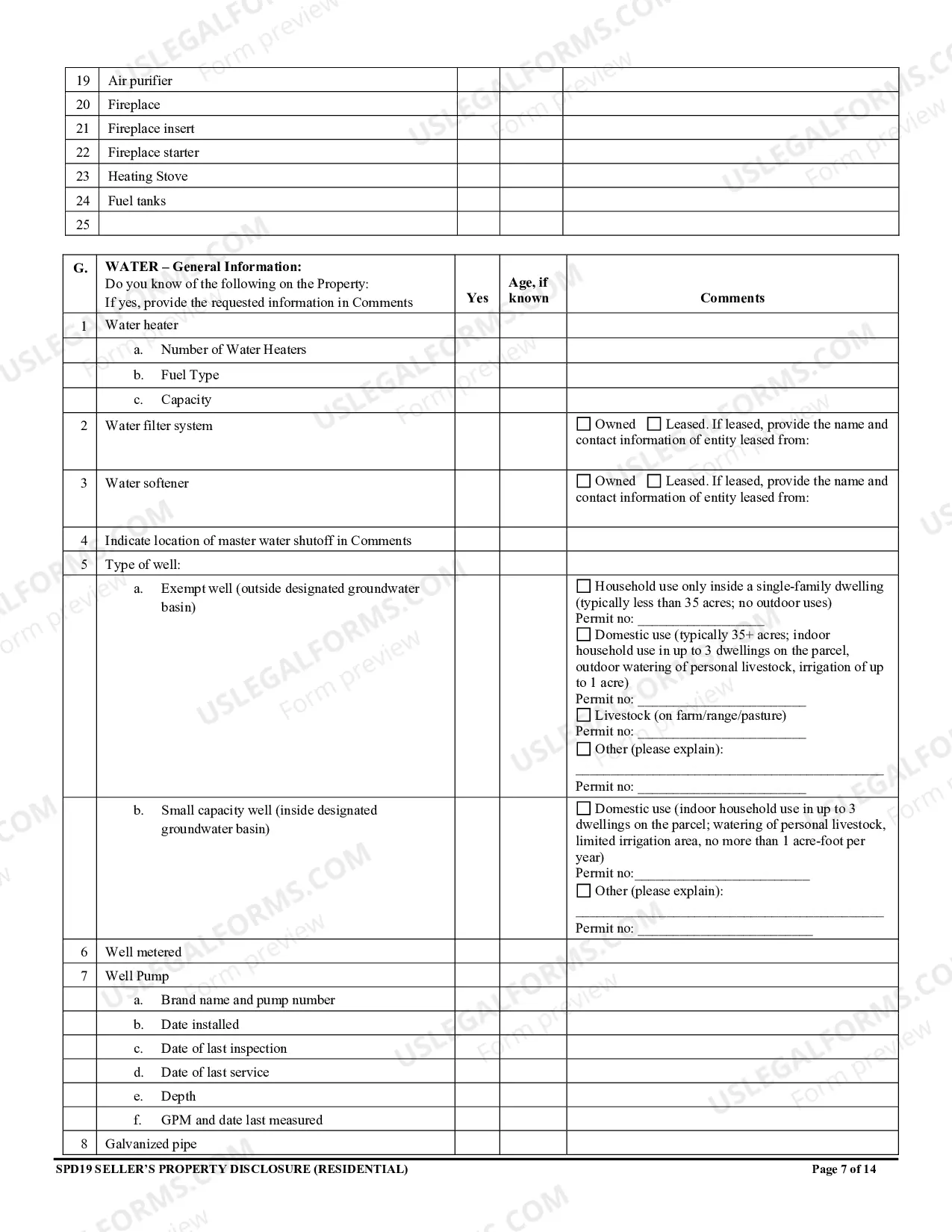 Preview Residential Real Estate Sales Disclosure Statement