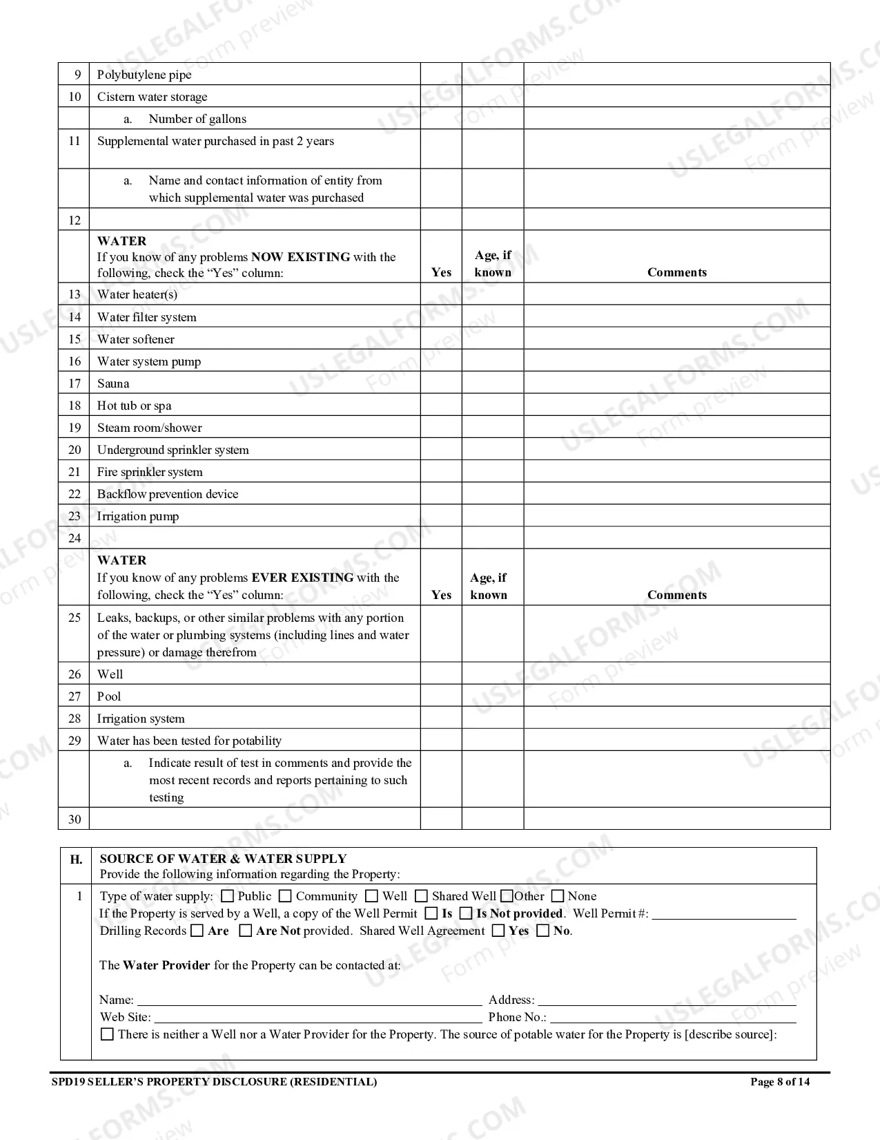 Preview Residential Real Estate Sales Disclosure Statement