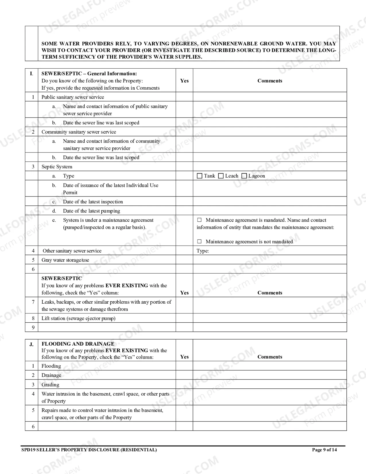 Preview Residential Real Estate Sales Disclosure Statement