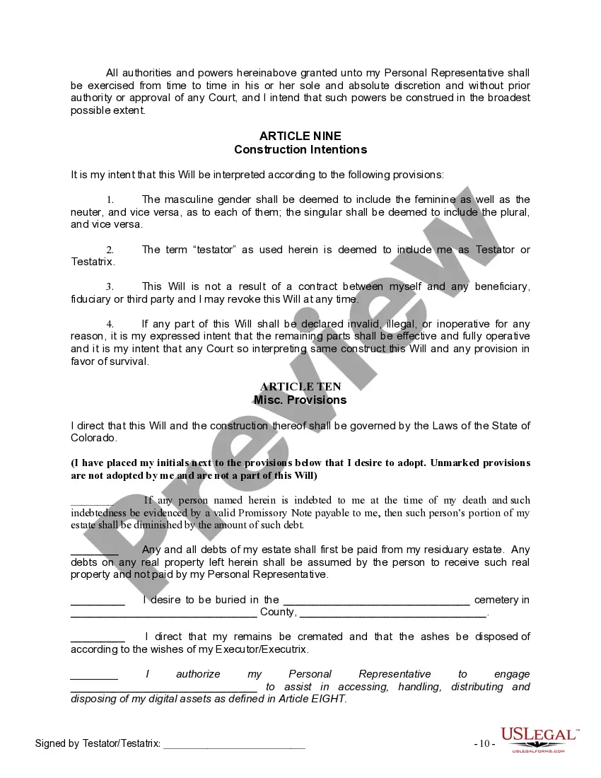 Preview Mutual Wills containing Last Will and Testaments for Man and Woman living together not Married with No Children
