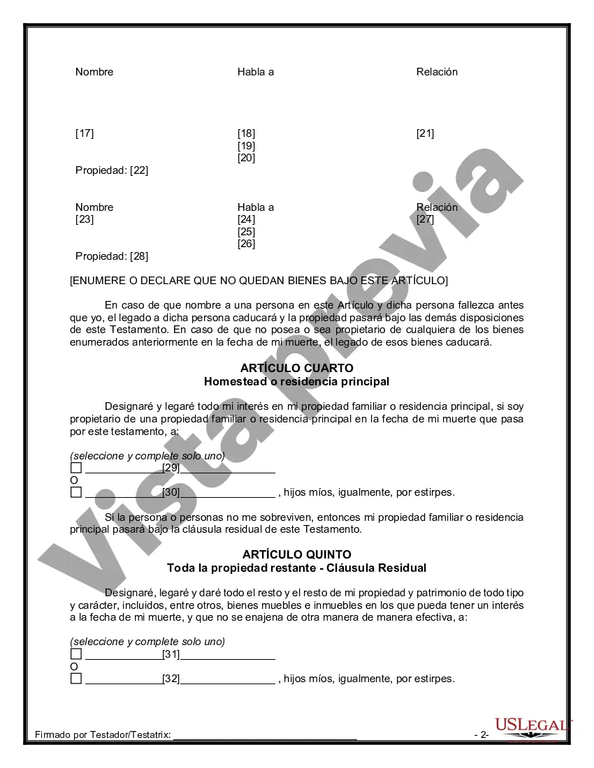 Preview Paquete de Testamentos Mutuos de Últimas Voluntades y Testamentos para Personas Solteras que conviven con Hijos Adultos