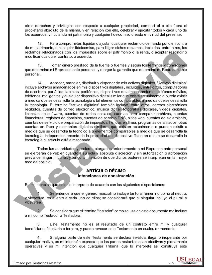 Preview Paquete de Testamentos Mutuos de Últimas Voluntades y Testamentos para Personas Solteras que conviven con Hijos Adultos