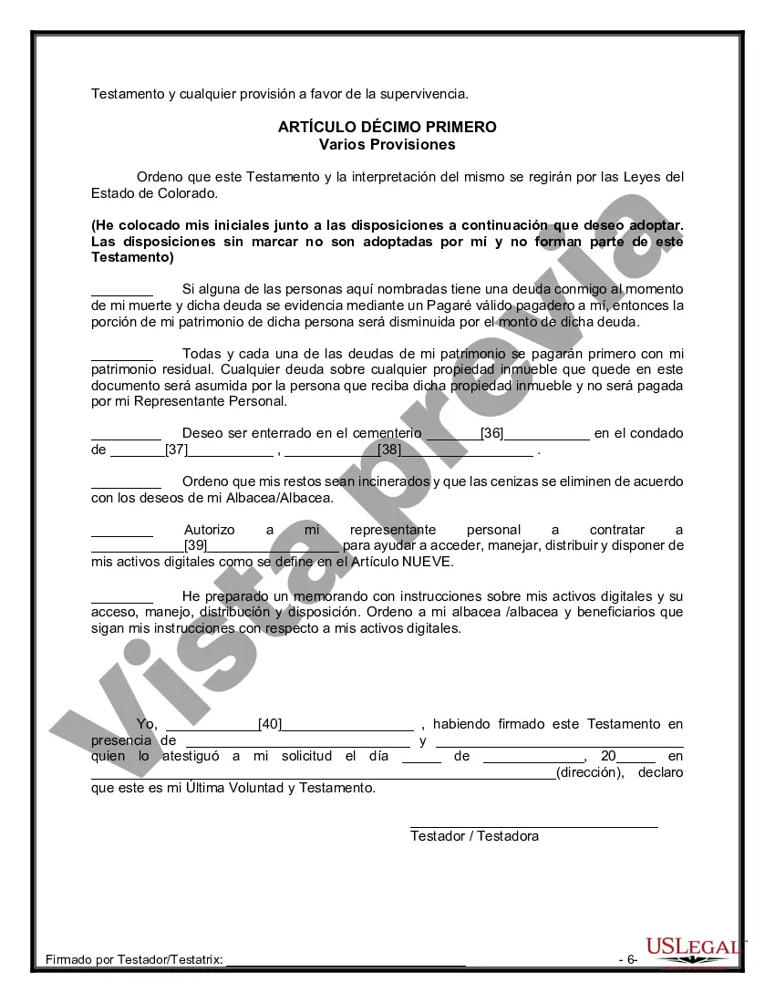 Preview Paquete de Testamentos Mutuos de Últimas Voluntades y Testamentos para Personas Solteras que conviven con Hijos Adultos