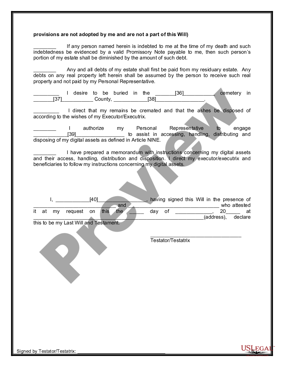 page 6 Mutual Wills Package of Last Wills and Testaments for Unmarried Persons living together with Adult Children preview
