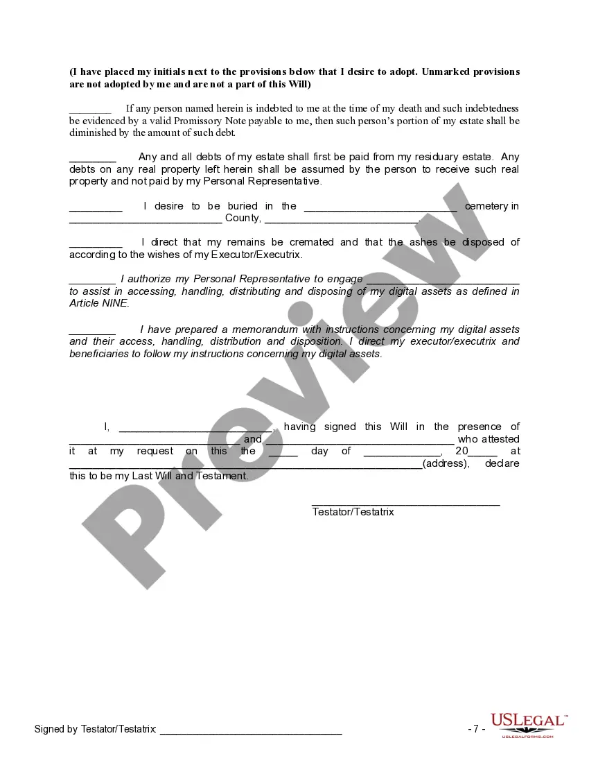Preview Mutual Wills Package of Last Wills and Testaments for Man and Woman living together not Married with Adult Children