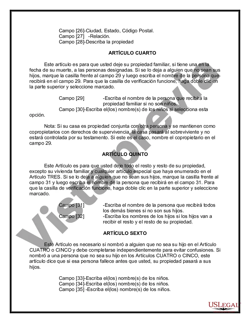 Preview Testamentos Mutuos o Últimas Voluntades y Testamentos para Personas Solteras que conviven con Hijos Menores
