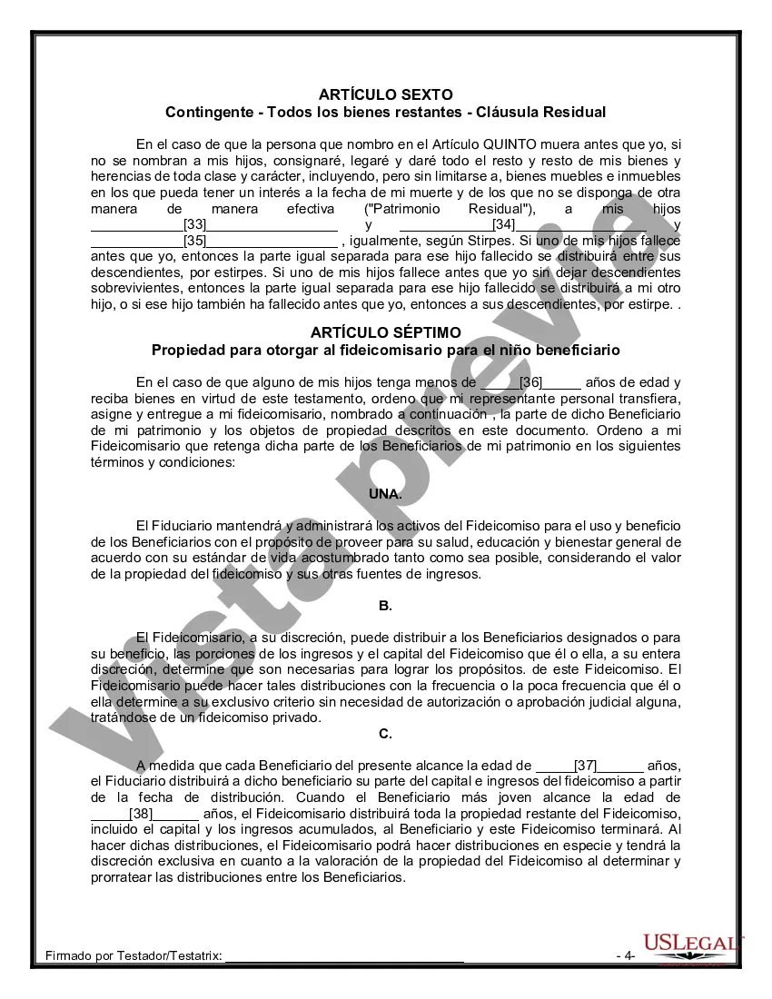 Preview Testamentos Mutuos o Últimas Voluntades y Testamentos para Personas Solteras que conviven con Hijos Menores