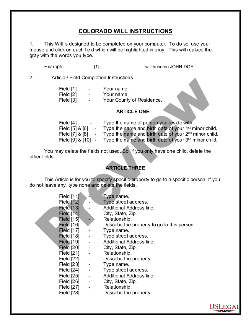 page 0 Mutual Wills or Last Will and Testaments for Unmarried Persons living together with Minor Children preview