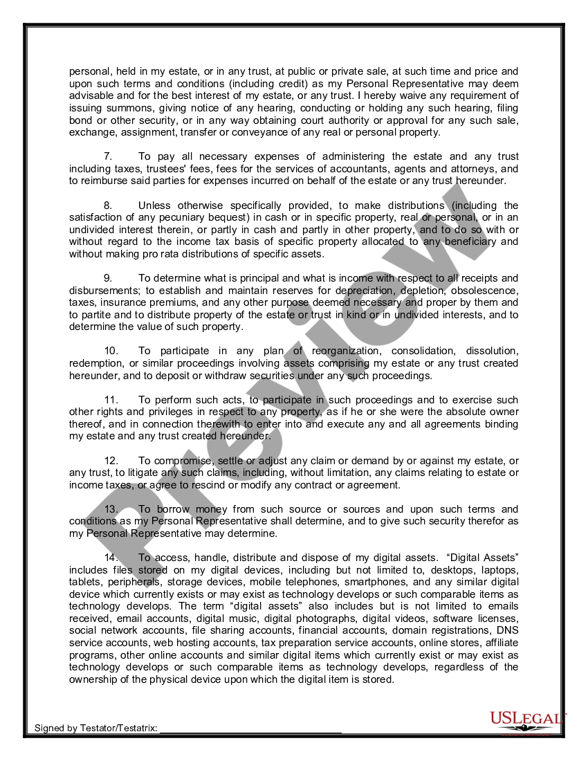 page 9 Mutual Wills or Last Will and Testaments for Unmarried Persons living together with Minor Children preview