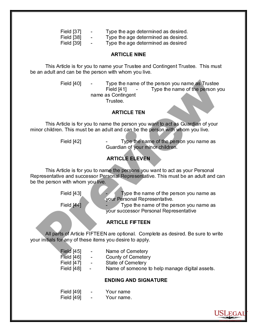 page 2 Mutual Wills or Last Will and Testaments for Unmarried Persons living together with Minor Children preview