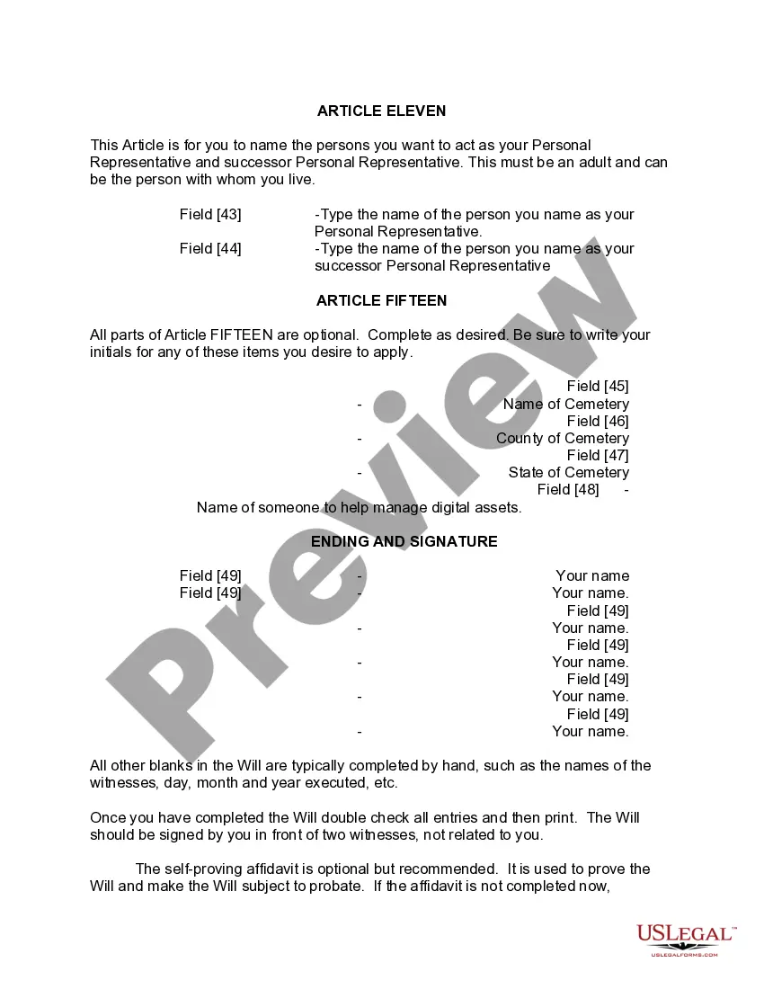 Preview Mutual Wills or Last Will and Testaments for Man and Woman living together, not Married with Minor Children