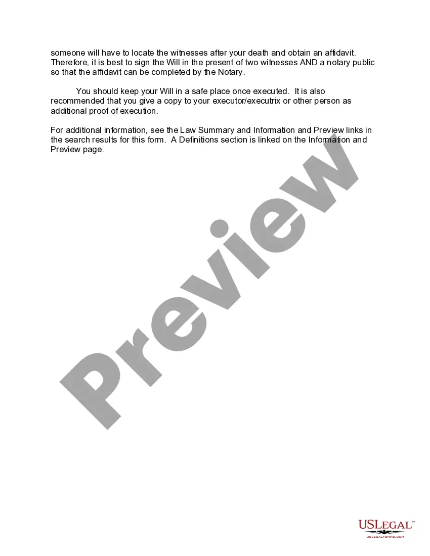 Preview Mutual Wills or Last Will and Testaments for Man and Woman living together, not Married with Minor Children