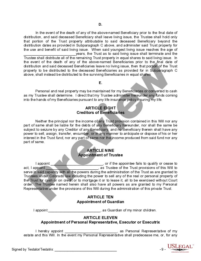 Preview Mutual Wills or Last Will and Testaments for Man and Woman living together, not Married with Minor Children