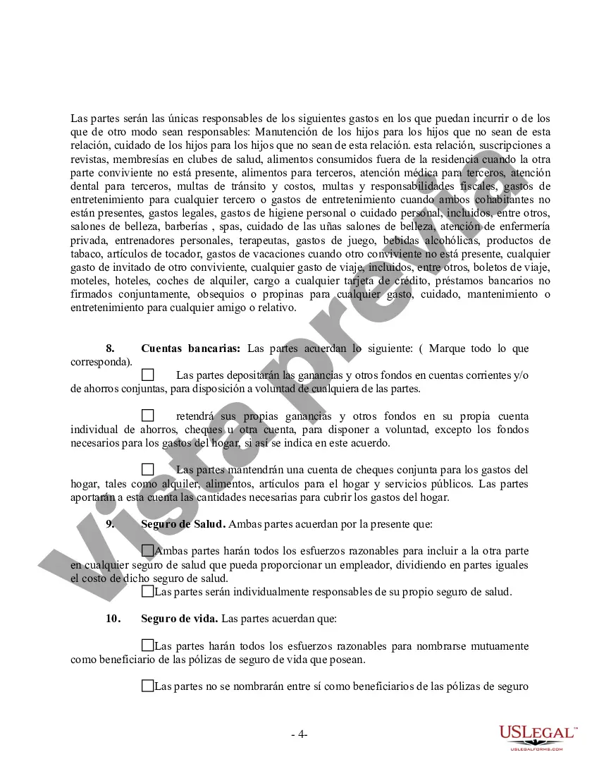 Preview Acuerdo de convivencia no marital de convivencia