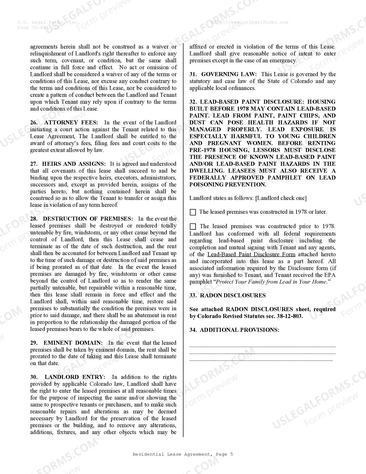 Preview Residential Lease or Rental Agreement for Month to Month