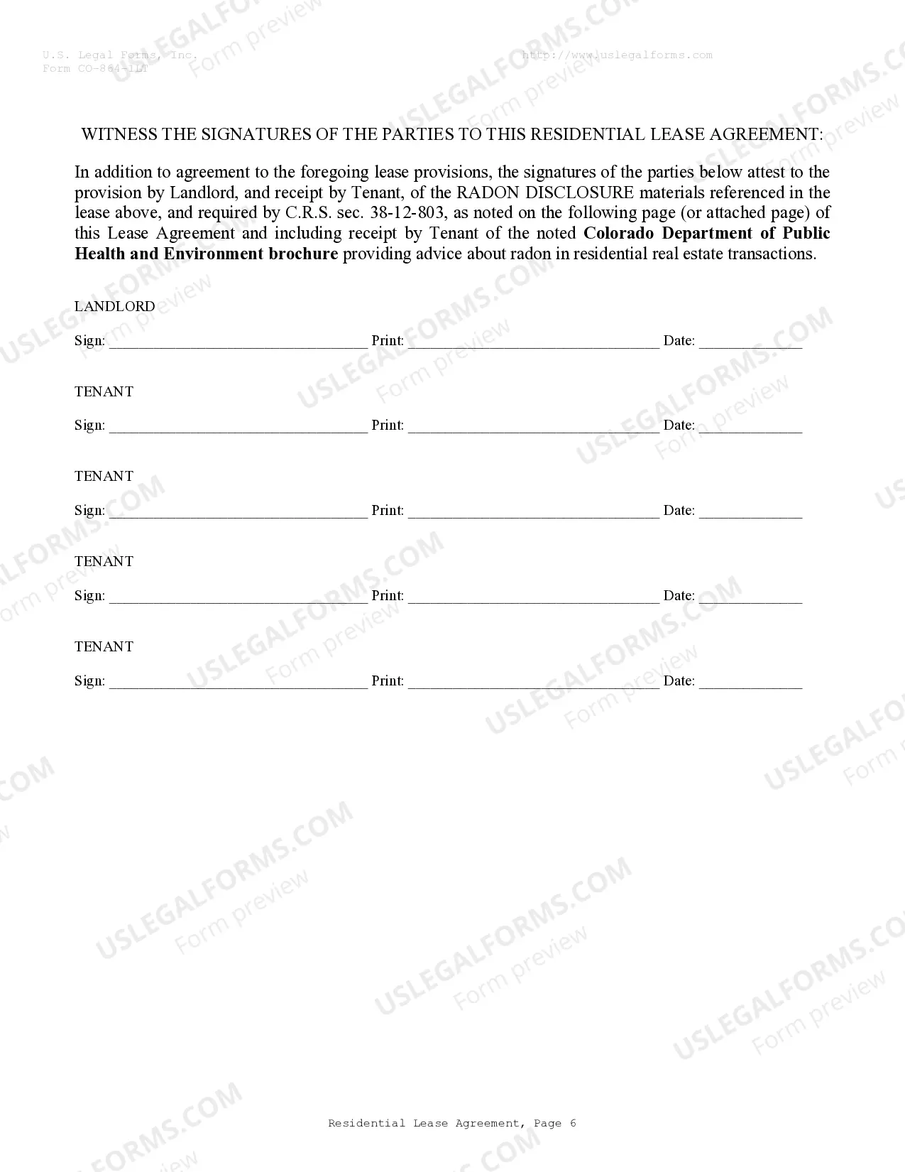 Preview Residential Lease or Rental Agreement for Month to Month