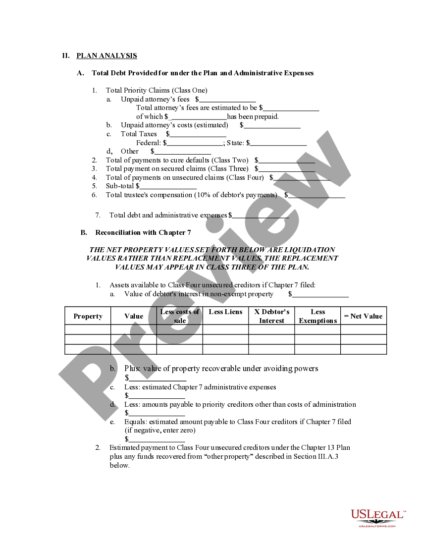 Colorado Chapter 13 Plan US Legal Forms