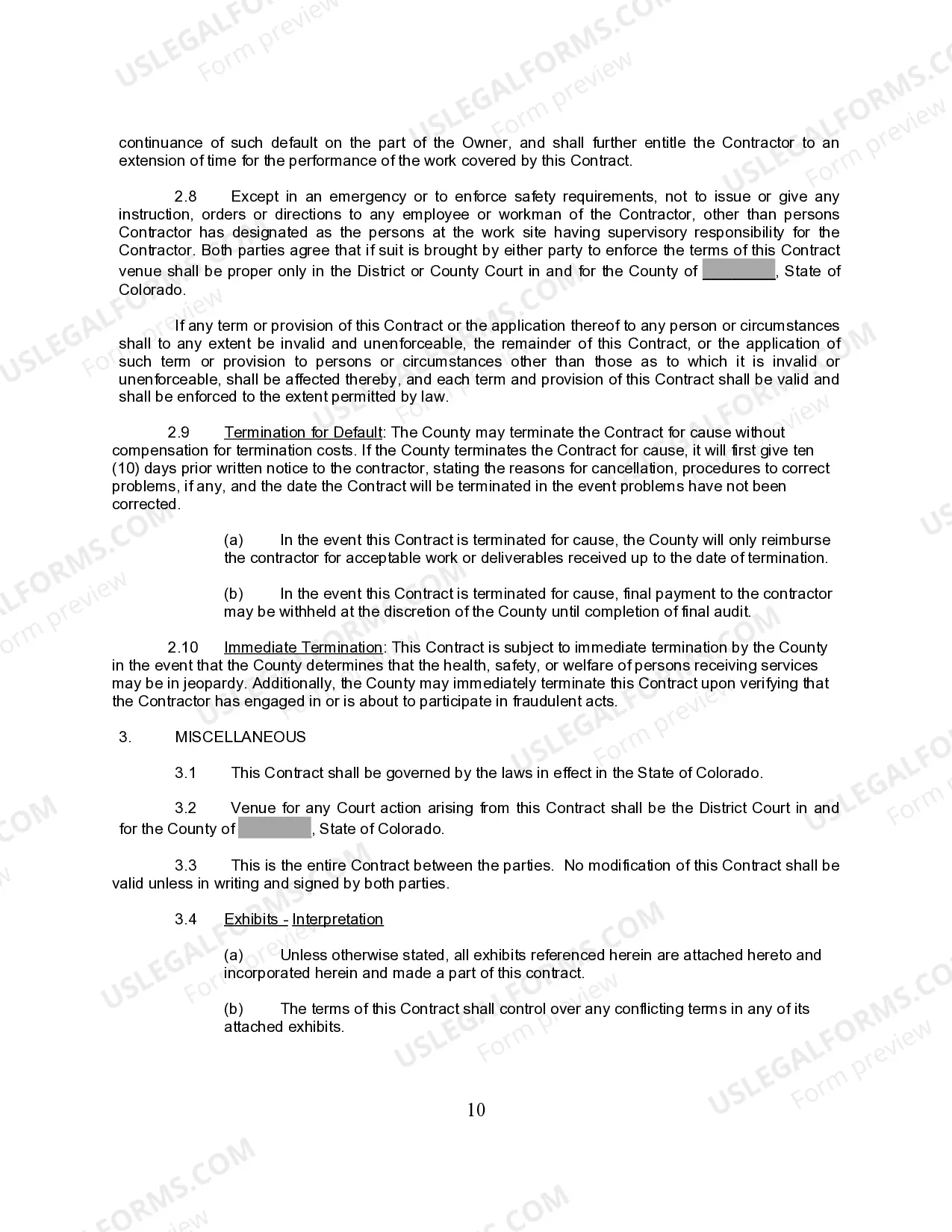 Preview Construction Contract between Contractor and County Government