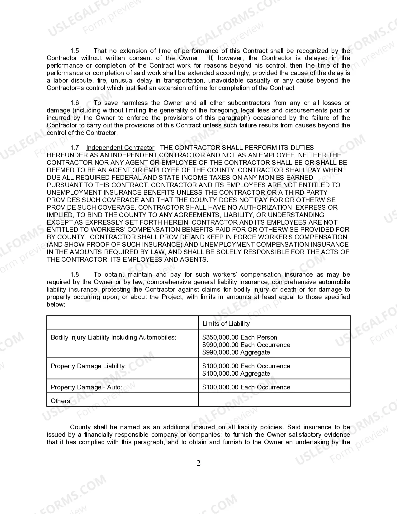 Preview Construction Contract between Contractor and County Government