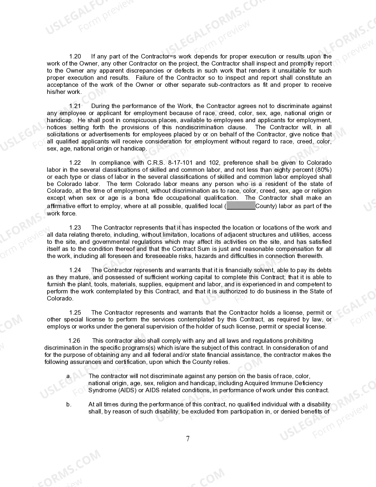 Preview Construction Contract between Contractor and County Government