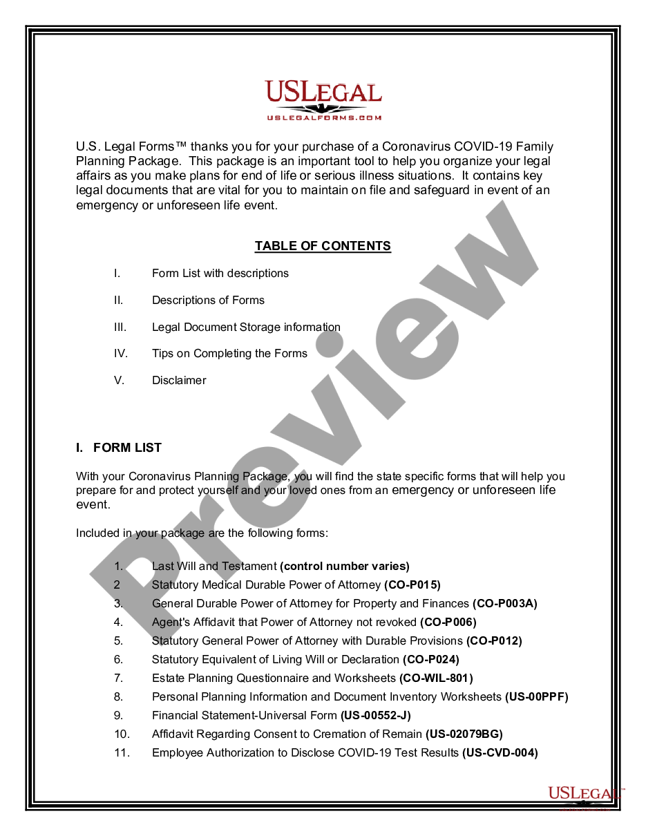 page 1 Coronavirus COVID-19 Family Planning Package preview