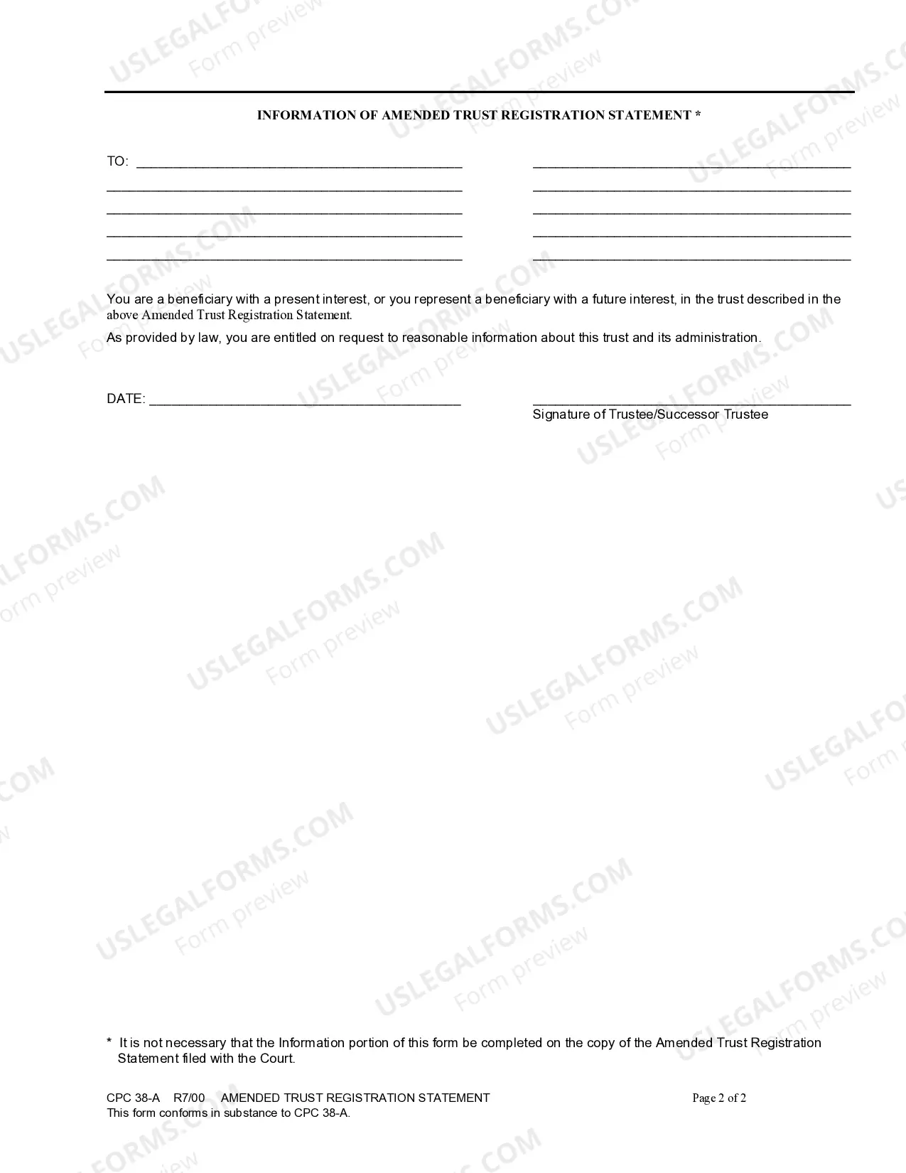 Preview Amended Trust Registration Statement