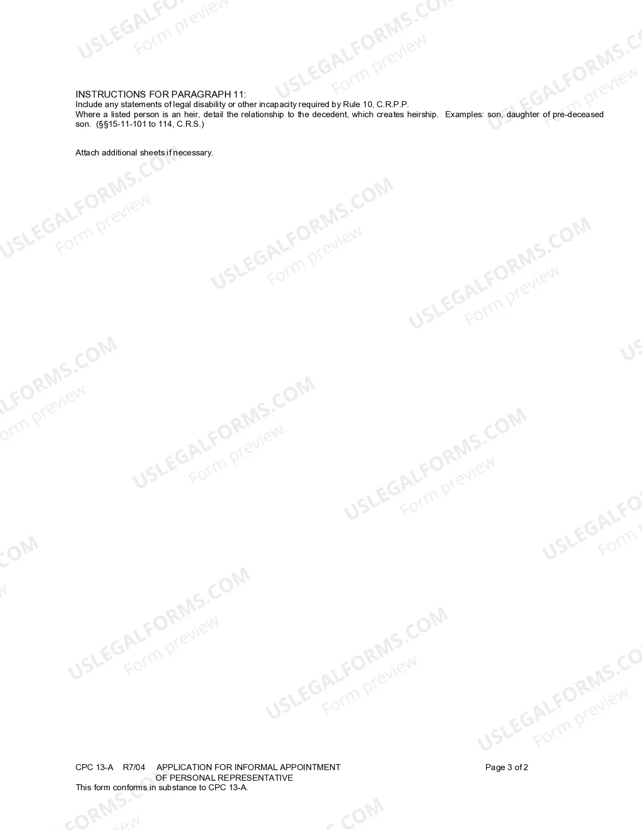 Preview Application for Informal Appointment of Personal Representative