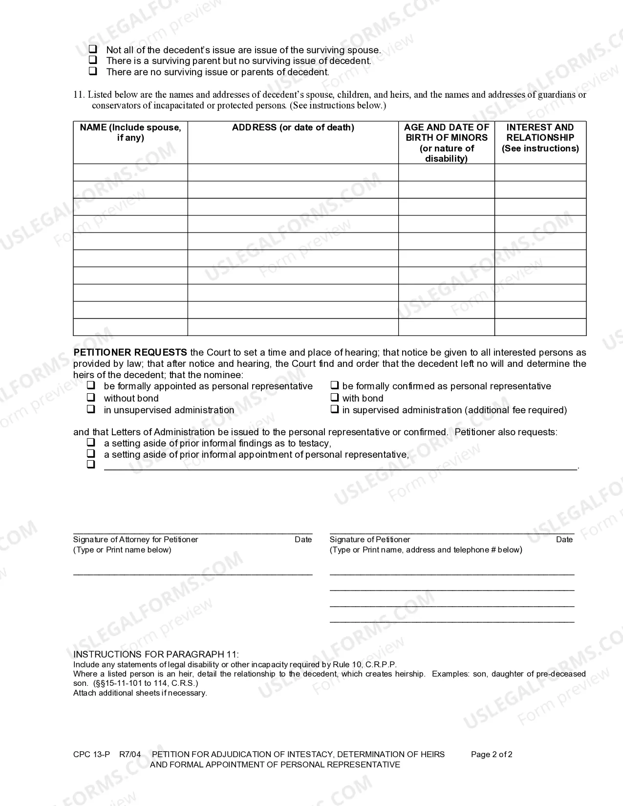 Preview Petition for Adjudication of Intestacy, Determination of Heirs and Formal Appointment of Personal Representative