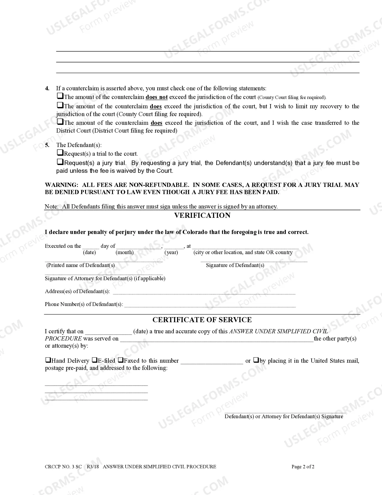 Preview Answer Under Simplified Civil Procedure