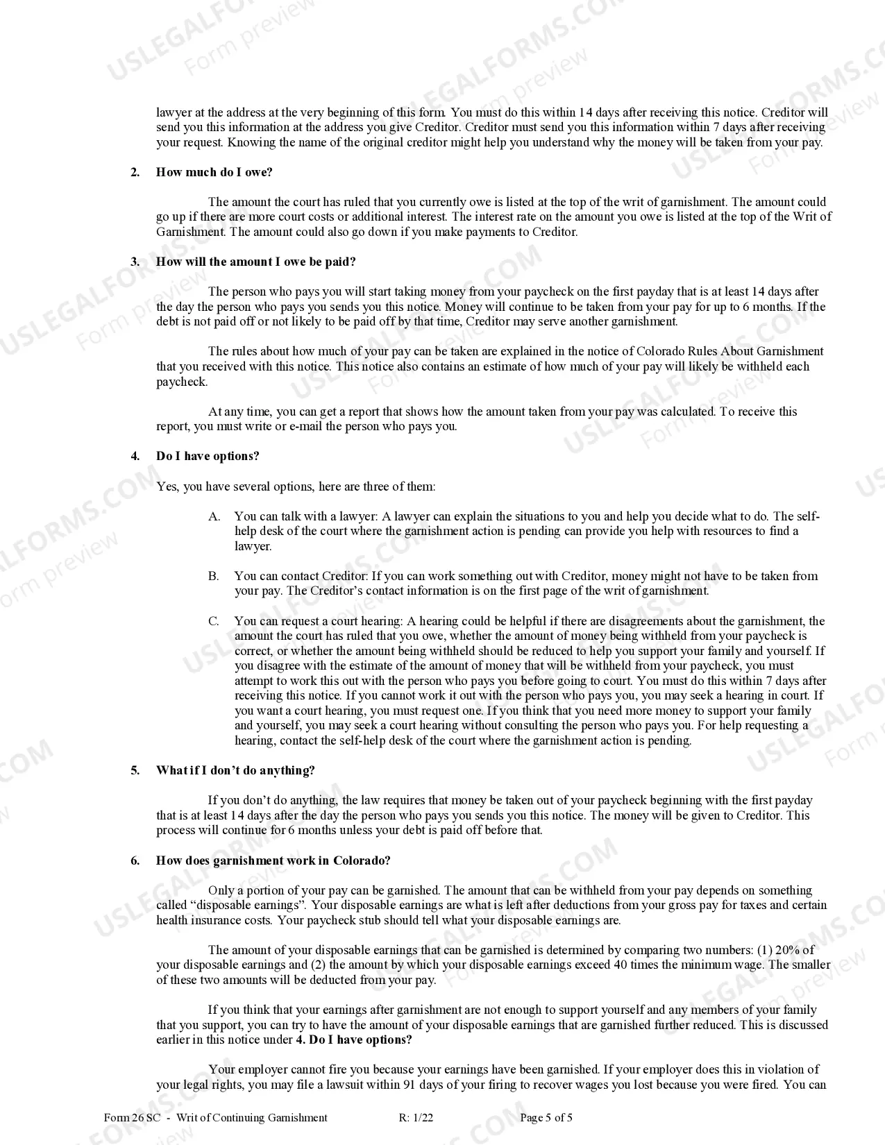 Preview Writ of Continuing Garnishment