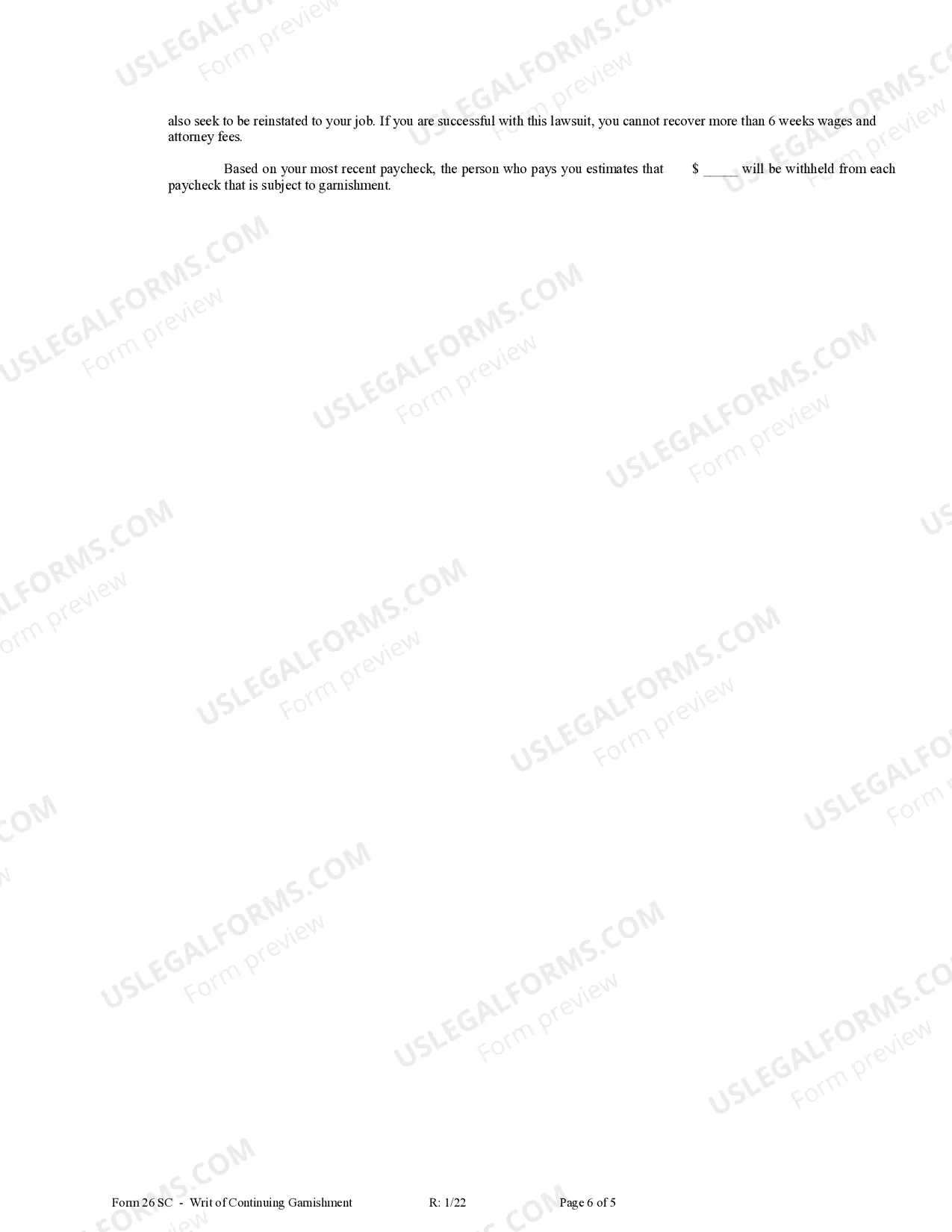 Preview Writ of Continuing Garnishment
